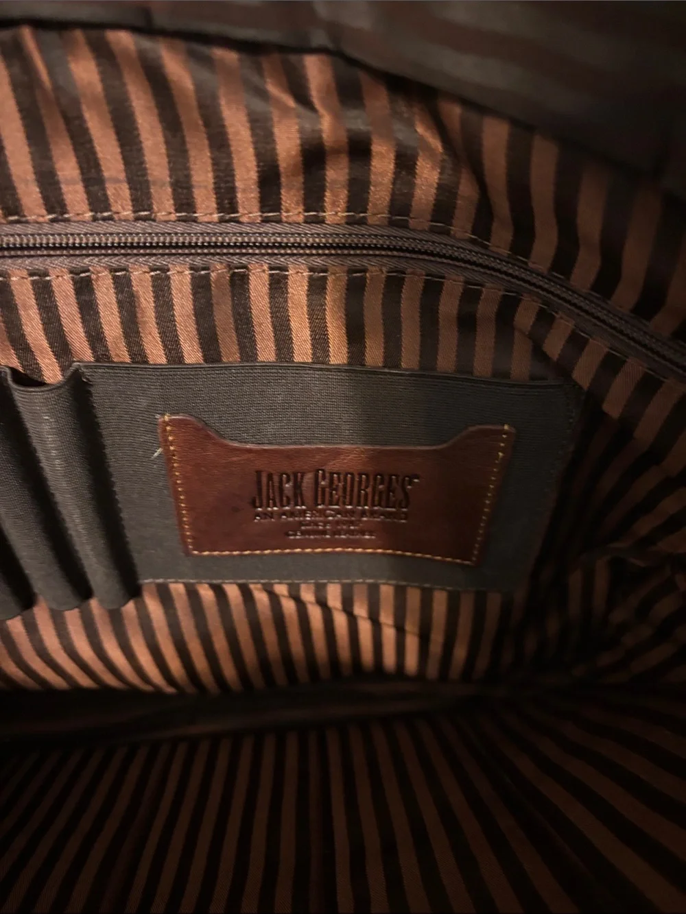 Jack Georges Buffalo Leather business voyage Tote Briefcase - Brown Two-Tone
